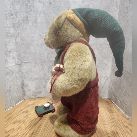 Christmas Teddy Bear 17" Standing Hat Stocking Wagon Creative Design - Picture 3 of 14